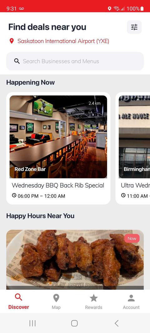Diners discovering happy hour deals in the HappyHourHere app